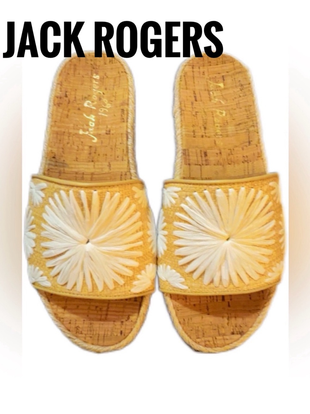 * NWOT or Box.Jack Rogers Bettina Raffia Woven Slides.